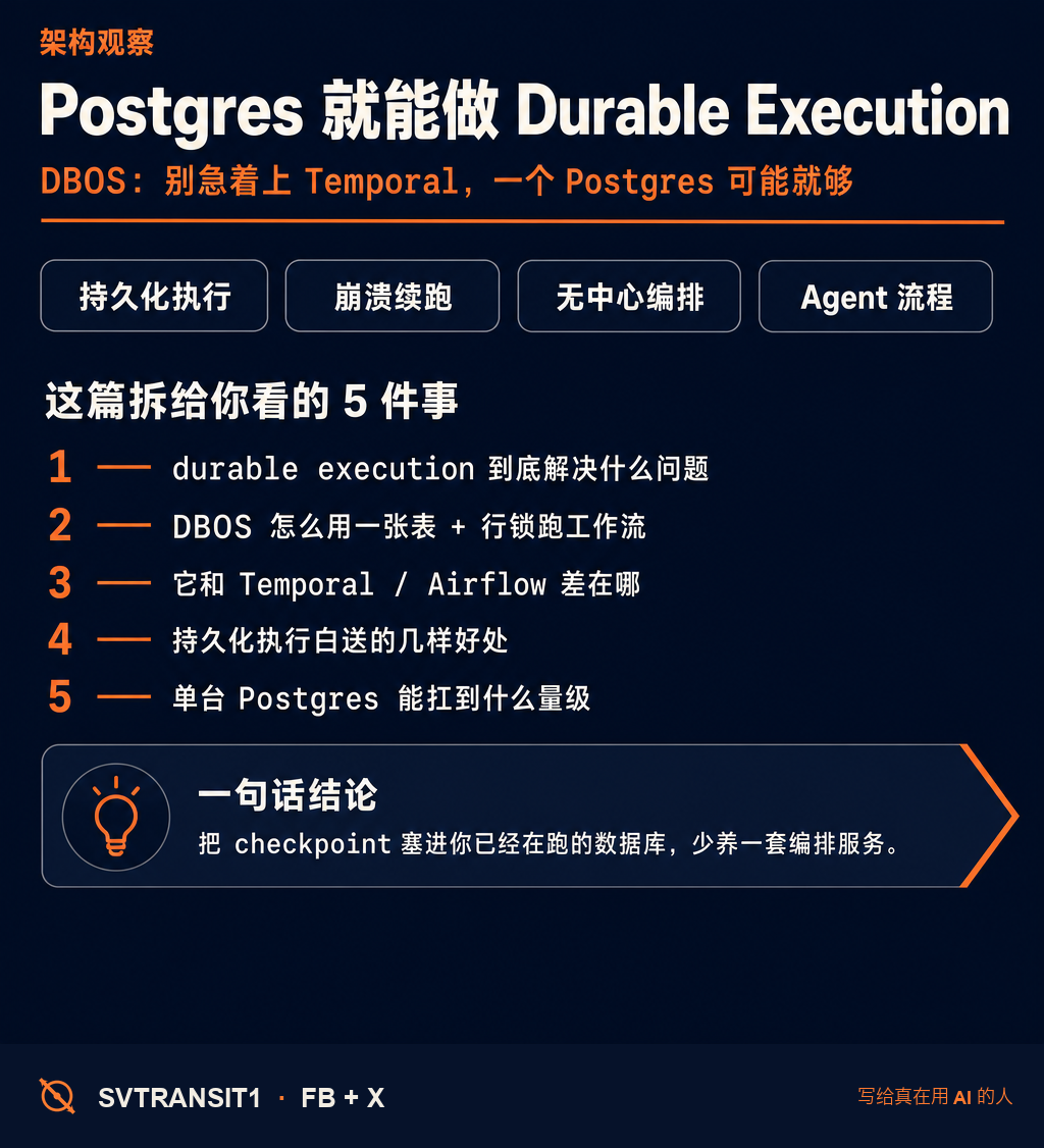 你的 agent 跑到第七步，进程崩了。然后呢？整个流程从头再来，前面六步白干。😮‍💨