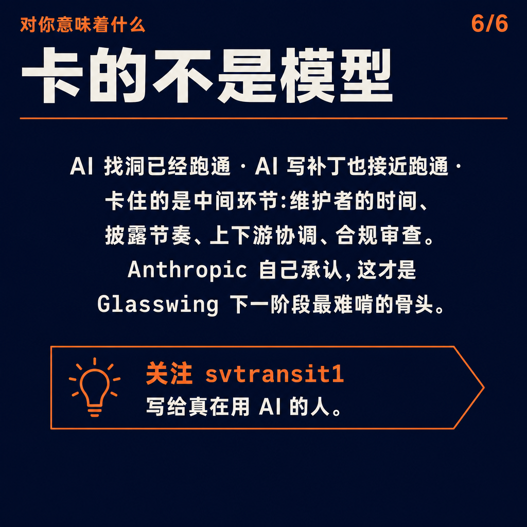 一个月,一万个漏洞。Anthropic 的 Glasswing 联盟把它的月度运营报告发了出来——硬话是 AI 找漏洞的速度,已经明显跑赢人类修补的速度;软的部分,Anthropic 第一次公开承认,这件事最难的不是扫描端。