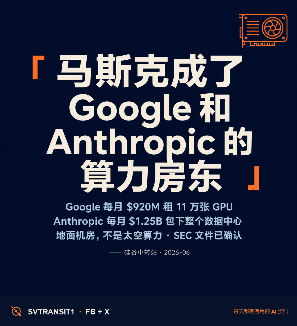 AI 算力这场仗,已经卷到让马斯克成了 Google 和 Anthropic 的「房东」。💸