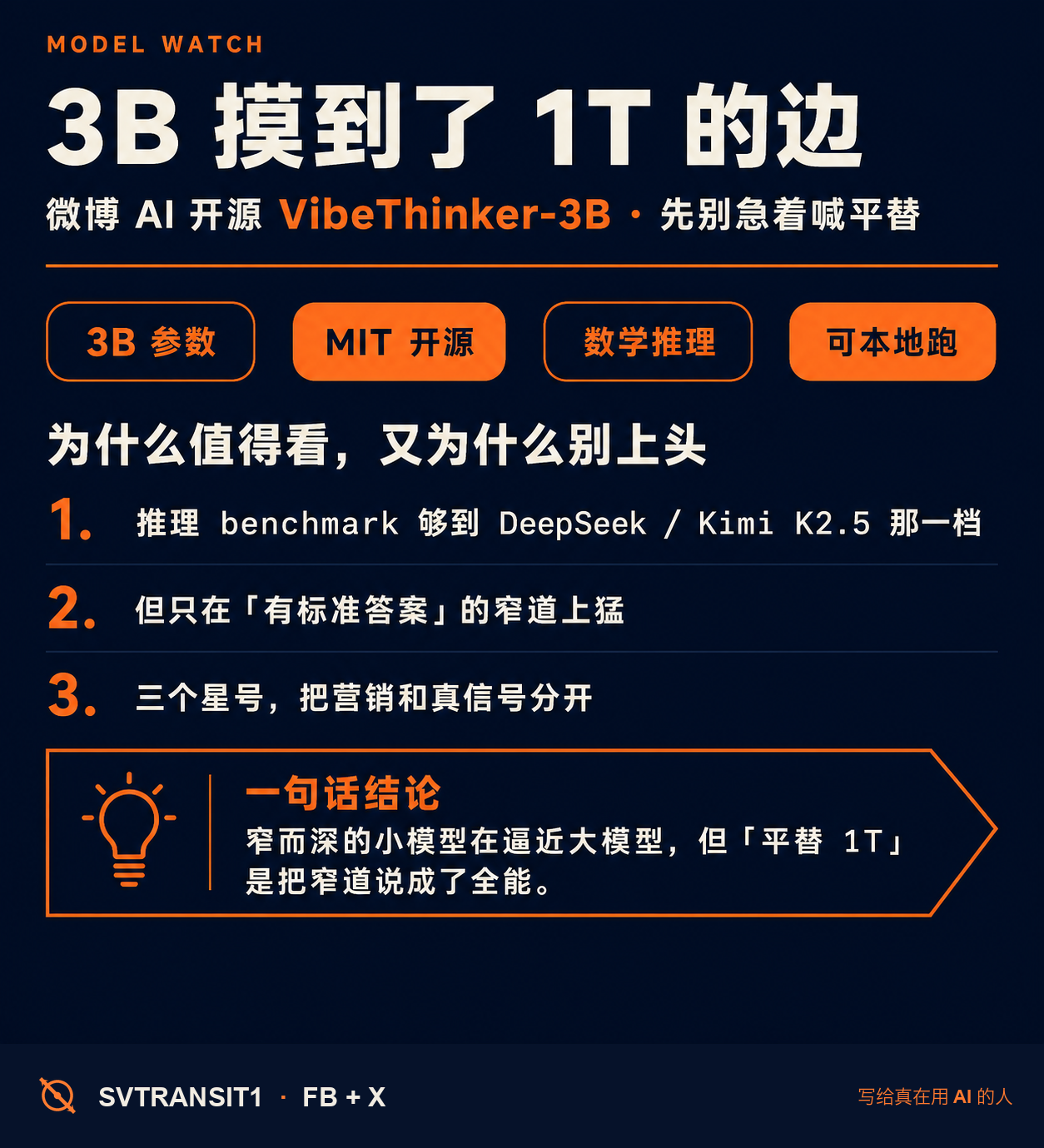 一个 3B 的小模型,数学推理居然摸到了几百倍大的模型的边——但先别急着喊